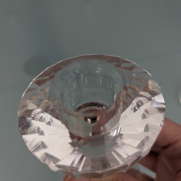 Vintage Simon Designs Lead Crystal Glass Tiered Candlestick Holders - Set of 2 - Picture 10 of 12